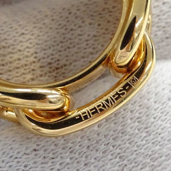 Hermes Scarf Ring Chaine d'Ancre Lugate Women's Brand Pink Gold Scarf Clasp - Picture 8 of 9